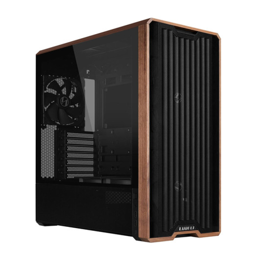 Lian Li LANCOOL 217 Genuine Walnut Wood Computer Case, Mid-Tower ATX PC Case with 5 Pre-Installed PWM Fans 2x170mm, 2x120mm & 1x140mm, Flexible PSU & Cable Installation - Black (LAN217X)